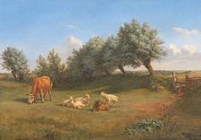 Cow and sheep, 1847. Creator: Andreas Peter Madsen