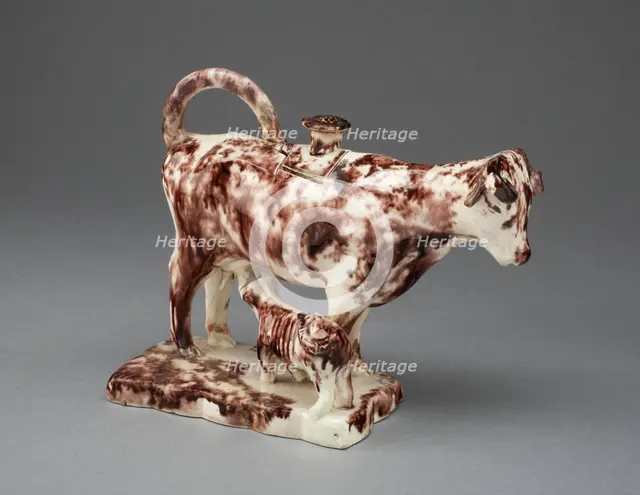 Cow Creamer with Calf, Staffordshire, 1770/95. Creator: Staffordshire Potteries.