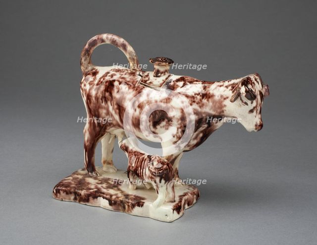 Cow Creamer with Calf, Staffordshire, 1770/95. Creator: Staffordshire Potteries.