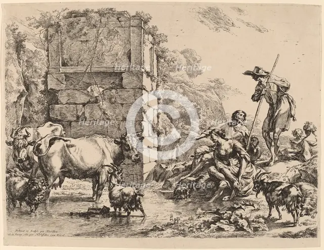 Cow Drinking, 1680. Creator: Nicolaes Berchem.