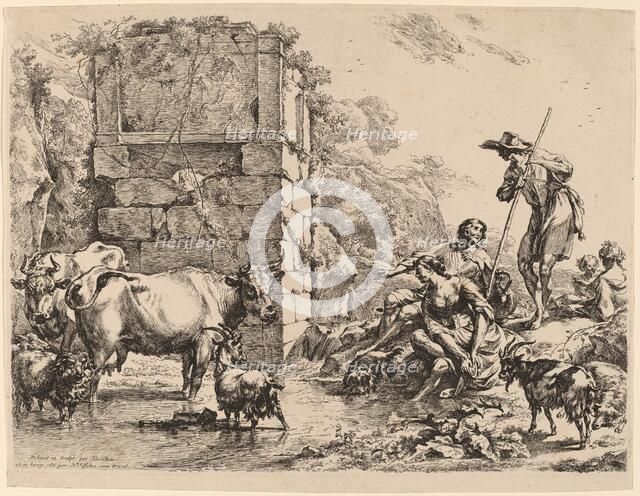 Cow Drinking, 1680. Creator: Nicolaes Berchem.