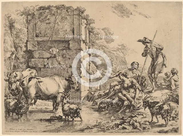 Cow Drinking, 1680. Creator: Nicolaes Berchem.