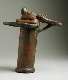 Cow Headed Handle (image 1 of 2), Probably Ptolemaic period (332-30 BCE). Creator: Unknown