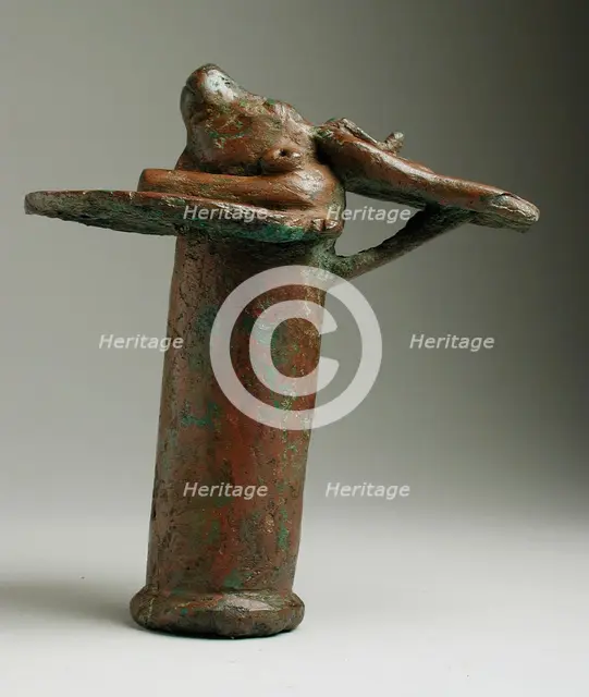 Cow Headed Handle (image 1 of 2), Probably Ptolemaic period (332-30 BCE). Creator: Unknown.