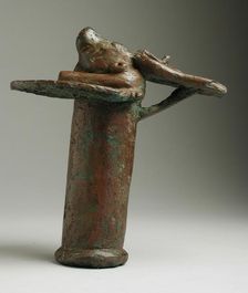 Cow Headed Handle (image 1 of 2), Probably Ptolemaic period (332-30 BCE). Creator: Unknown