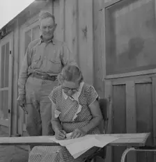 Cow Hollow farmer, came from Oklahoma, has received FSA loan..., Malheur County, Oregon, 1939. Creator: Dorothea Lange