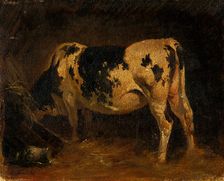 Cow in a Barn, 1840-1860. Creator: Friedrich Gauermann