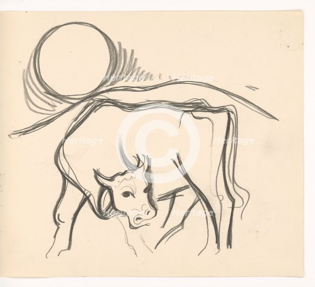 Cow in the countryside, 1937. Creator: Mikulas Galanda.