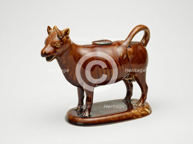 Cow Pitcher with Lid, c. 1855. Creator: Lyman Fenton & Co.