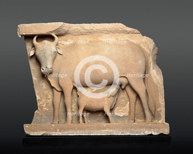 Cow Suckling a Calf, About 9th century. Creator: Unknown.