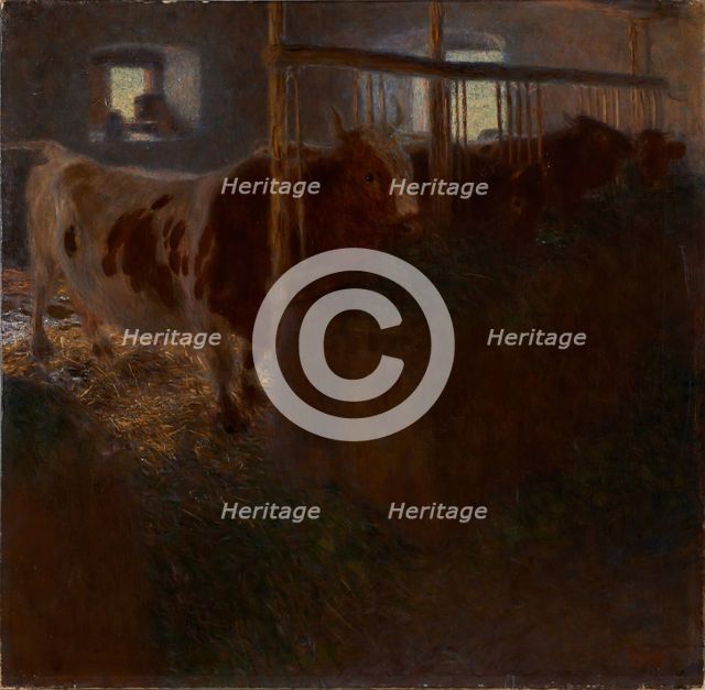 Cow shed (Cows in a stable), 1900. Creator: Klimt, Gustav (1862-1918).