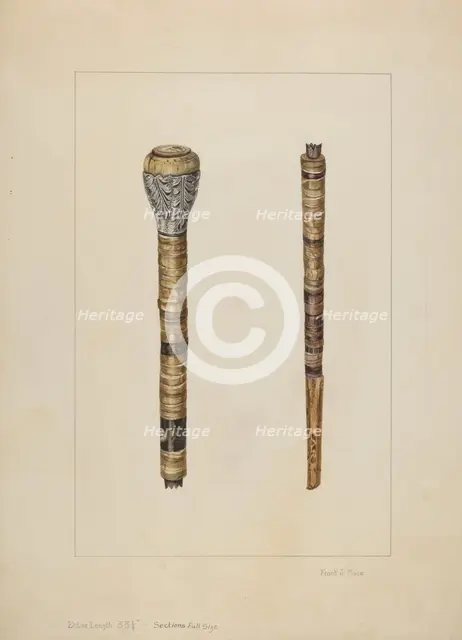 Cowhorn Cane, 1935/1942. Creator: Frank J Mace.