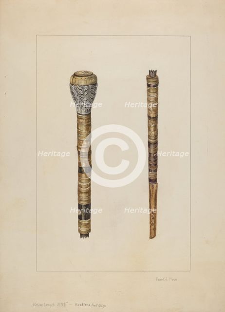 Cowhorn Cane, 1935/1942. Creator: Frank J Mace.
