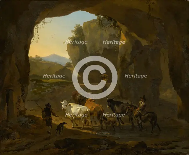 Cowherds in a Cave, 1654. Creator: Nicolaes Berchem.