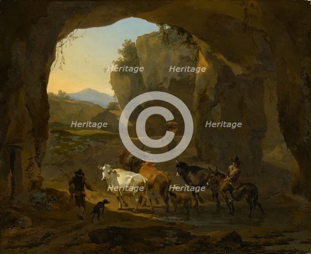 Cowherds in a Cave, 1654. Creator: Nicolaes Berchem.