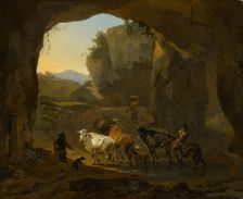 Cowherds in a Cave, 1654. Creator: Nicolaes Berchem
