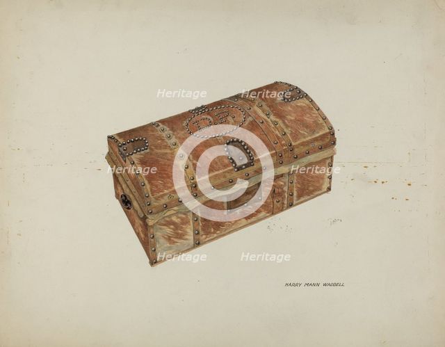 Cowhide Trunk, c. 1937. Creator: Harry Mann Waddell.