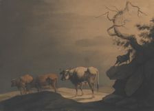 Cows and a Goat in a Landscape, 1774. Creator: Attributed to Jean Pillement