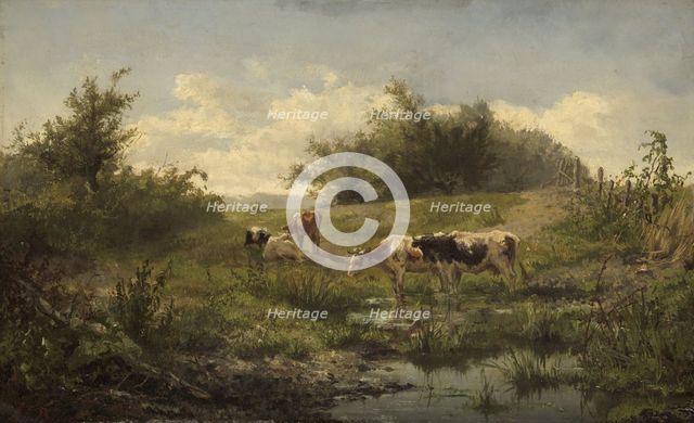 Cows at a Pond, 1856-1858. Creator: Gerard Bilders.