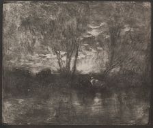 Cows at a Watering Place, original impression 1862, printed in 1921. Creator: Charles François Daubigny (French, 1817-1878)