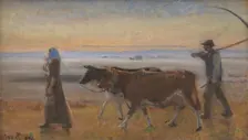 Cows Being Driven across the Moor, 1902. Creator: Michael Peter Ancher