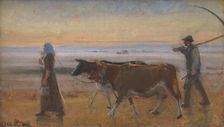 Cows Being Driven across the Moor, 1902. Creator: Michael Peter Ancher