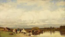 Cows Crossing a Ford, 1836. Creator: Jules Dupré
