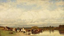 Cows Crossing a Ford, 1836. Creator: Jules Dupré
