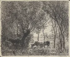Cows in woods, 1862. Creator: Charles Francois Daubigny