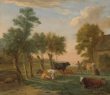 Cows in a Meadow near a Farm, 1653. Creator: Paulus Potter