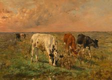 Cows in a Pasture, mid-late 19th century. Creator: Alfred Verwee