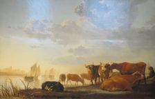Cows in a River, at Sunset, 1650. Creator: Aelbert Cuyp
