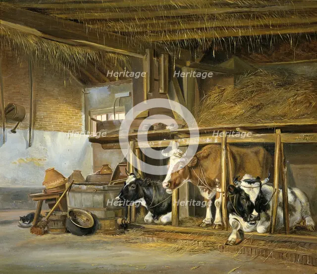 Cows in a Stable, 1820. Creator: Jan van Ravenswaay.