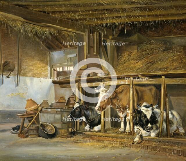 Cows in a Stable, 1820. Creator: Jan van Ravenswaay.