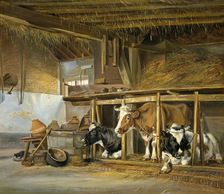 Cows in a Stable, 1820. Creator: Jan van Ravenswaay