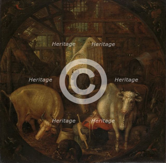Cows in a Stable; Witches in the Four Corners, 1615. Creator: Roelandt Savery.