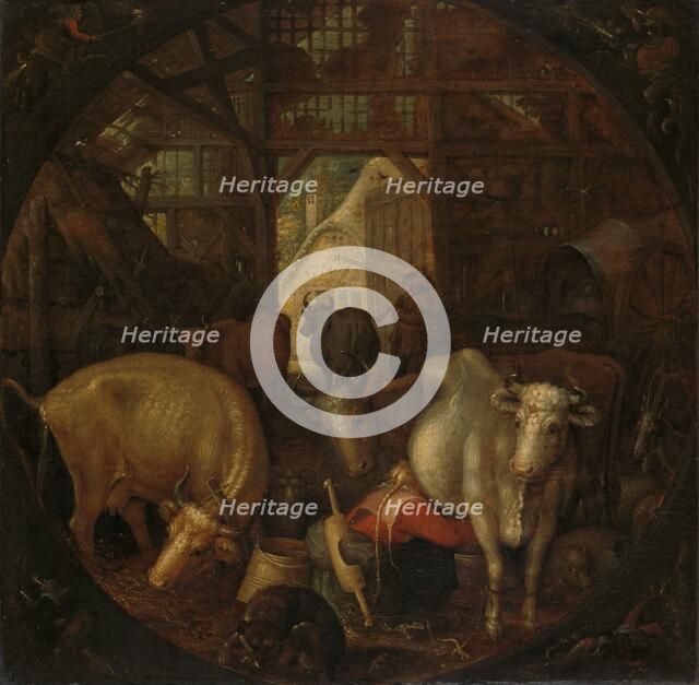 Cows in a Stable; Witches in the Four Corners, 1615. Creator: Roelandt Savery.