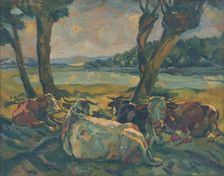 Cows Resting, around 1929. Creator: Gustav Mally