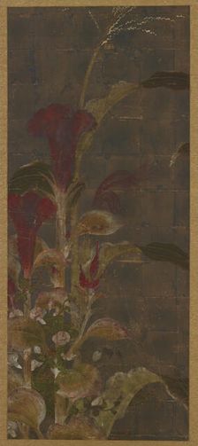 Coxcombs, maize and morning-glories, Momoyama period, 1568-1615. Creator: Unknown