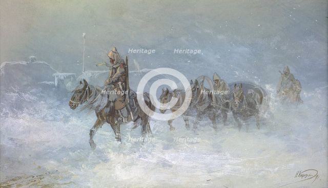 Coach and Escort Service in the Steppes, 19th century. Creator: Nikolay Nikolaevich Karazin.