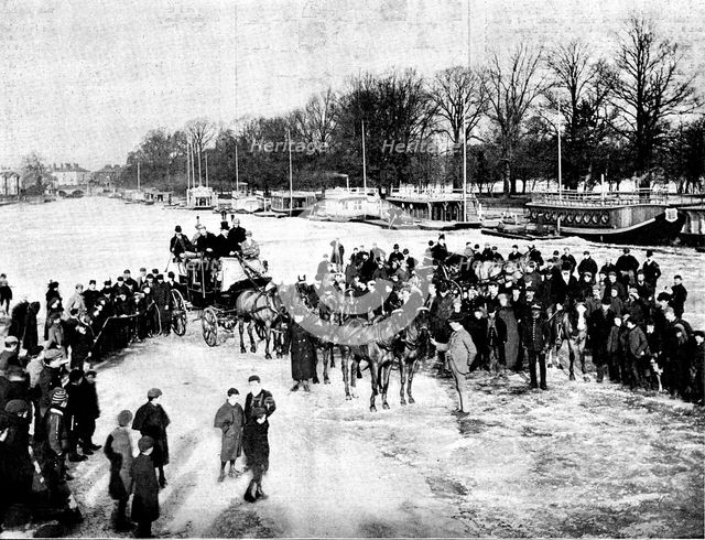 Coaching on the Isis at Oxford, 1895. Creator: Hills and Saunders.