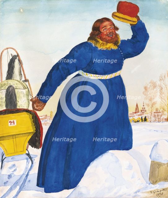 Coachman, 1920. Artist: Kustodiev, Boris Michaylovich (1878-1927)