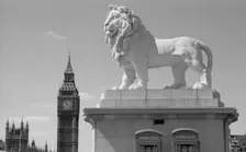 Coade lion, Westminster Bridge Road, Lambeth, London, 1966. Artist: Eric de Maré
