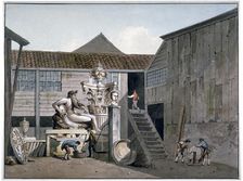 Coade Stone factory yard on Narrow Wall Street, Lambeth, London, c1800. Artist: George Shepherd