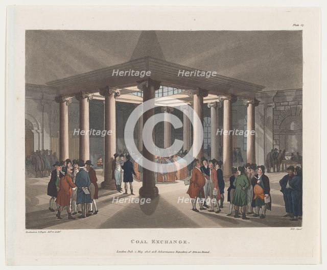 Coal Exchange, May 1, 1808., May 1, 1808. Creator: John Hill.