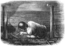 Coal miner working a narrow seam, c1864. Creator: Anon