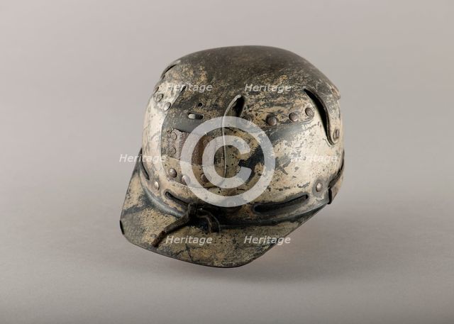 Coal miner's safety helmet used by miner, Ron Thomas, c1940s. Creator: Unknown.