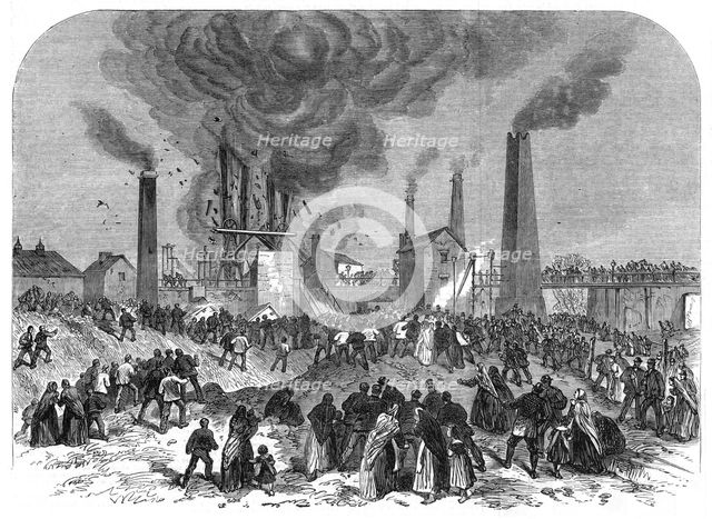 Coal mining disaster, Oaks Colliery, Barnsley, Yorkshire, December 1866. Creator: Anon.