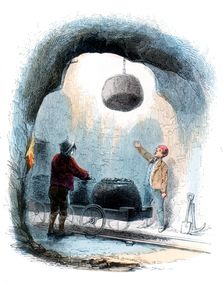 Coal mining: sending baskets (corves) of coal to the surface of a mine, 1852. Creator: Unknown