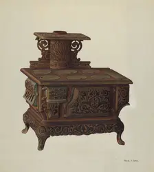 Coal Stove, c. 1940. Creator: Frank Gray